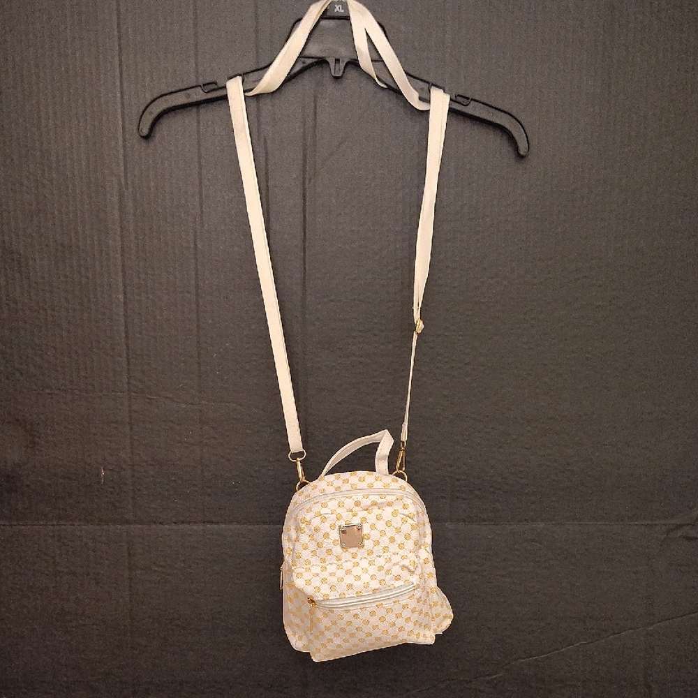 Cream and Gold Backpack with Structured Design